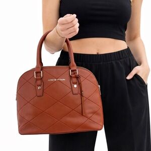 Adrienne Vittadini Tan Quilted Satchel